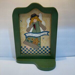Handcrafted and hand painted "Bee my guiding light" wooden angel Candle shelf